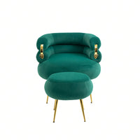 Stylish Velvet Accent Chair with Tufted Back and Metal Legs for Living Room Bedroom Office Easy Assembly