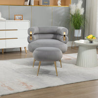 Stylish Velvet Accent Chair with Tufted Back and Metal Legs for Living Room Bedroom Office Easy Assembly