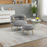 Stylish Velvet Accent Chair with Tufted Back and Metal Legs for Living Room Bedroom Office Easy Assembly