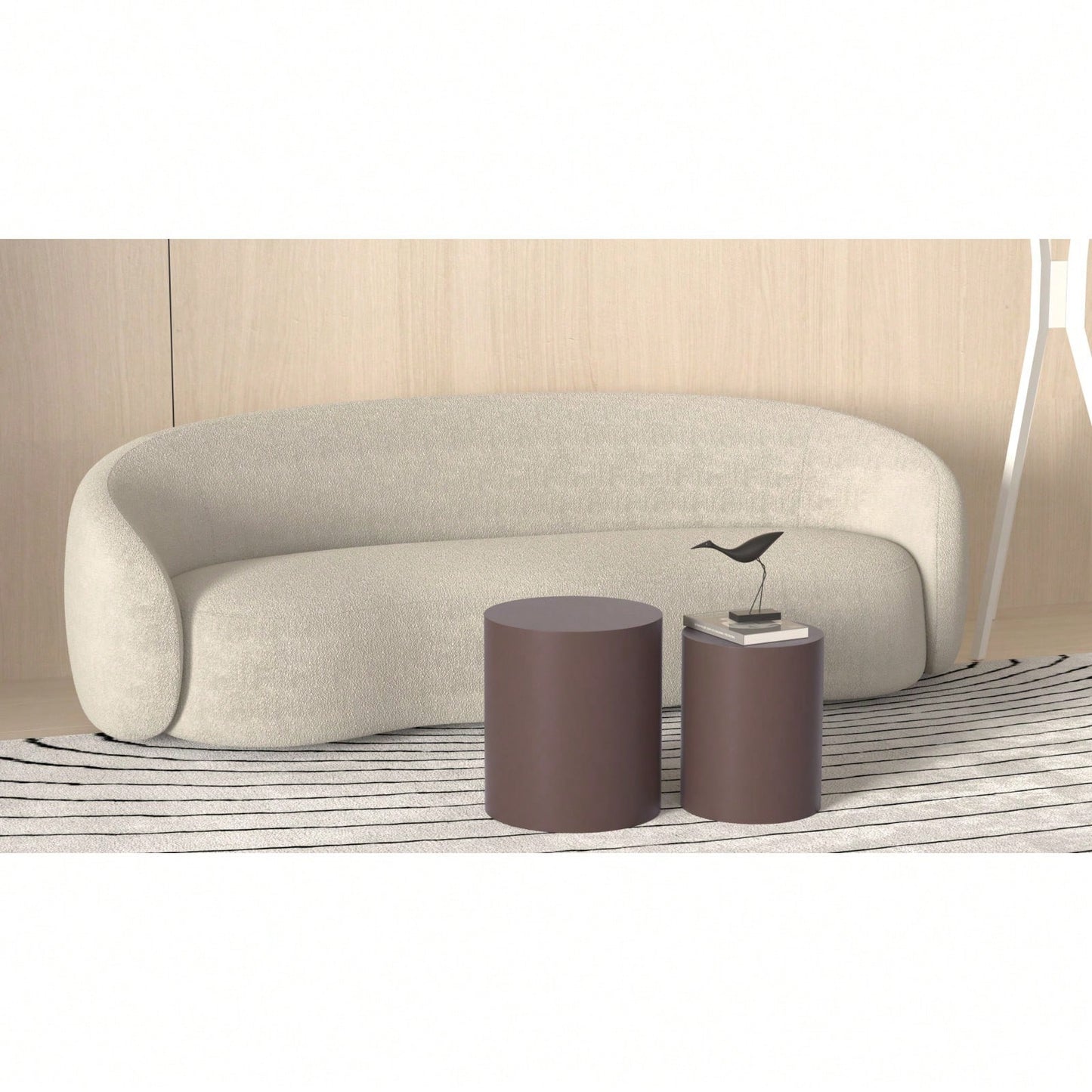 Nesting Coffee Tables Set Of 2 For Living Room, Space Saving Round End Tables With Modern Design, No Assembly Required