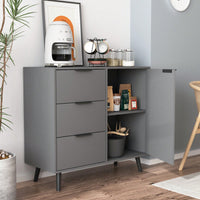 Storage Cabinet With 3 Drawers & Adjustable Shelf, Mid Century Cabinet With Door, Accent Cabinet For Living Room, Home Office, Entryway