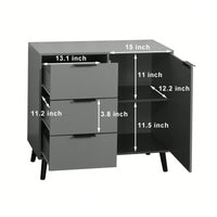 Storage Cabinet With 3 Drawers & Adjustable Shelf, Mid Century Cabinet With Door, Accent Cabinet For Living Room, Home Office, Entryway