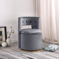 360° Swivel Accent Chair With Storage Function, Velvet Curved Chair With Gold Metal Base For Living Room, Nursery, Bedroom