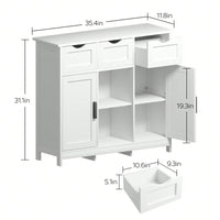 35.4 Inch Wide Multifunctional Storage Cabinet with 3 Drawers and Adjustable Shelves for Kitchen Living Room Bedroom