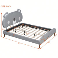 Koala-Shaped Platform Bed, Full Size, Gray