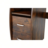 47" Wood Computer Desk With Keyboard Tray Drawers Office Black Classic Traditional Rectangular Metal Finish