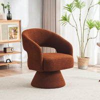 Round Barrel Swivel Accent Chair Armchair In Fabric For Living Room Bedroom