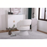 Round Barrel Swivel Accent Chair Armchair In Fabric For Living Room Bedroom
