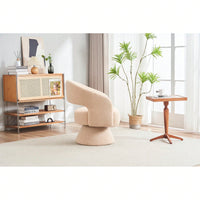 Round Barrel Swivel Accent Chair Armchair In Fabric For Living Room Bedroom