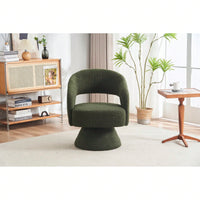 Round Barrel Swivel Accent Chair Armchair In Fabric For Living Room Bedroom