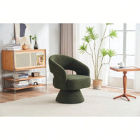 Round Barrel Swivel Accent Chair Armchair In Fabric For Living Room Bedroom