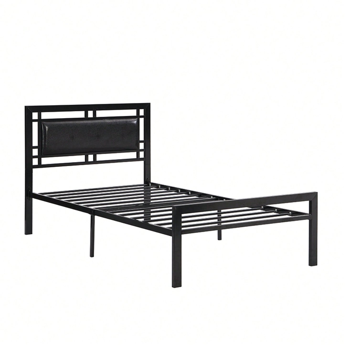 Heavy Duty Twin Size Metal Bed Frame with Headboard and Footboard, Noise-Free Support Slats, No Box Spring Required, Easy Assembly Black