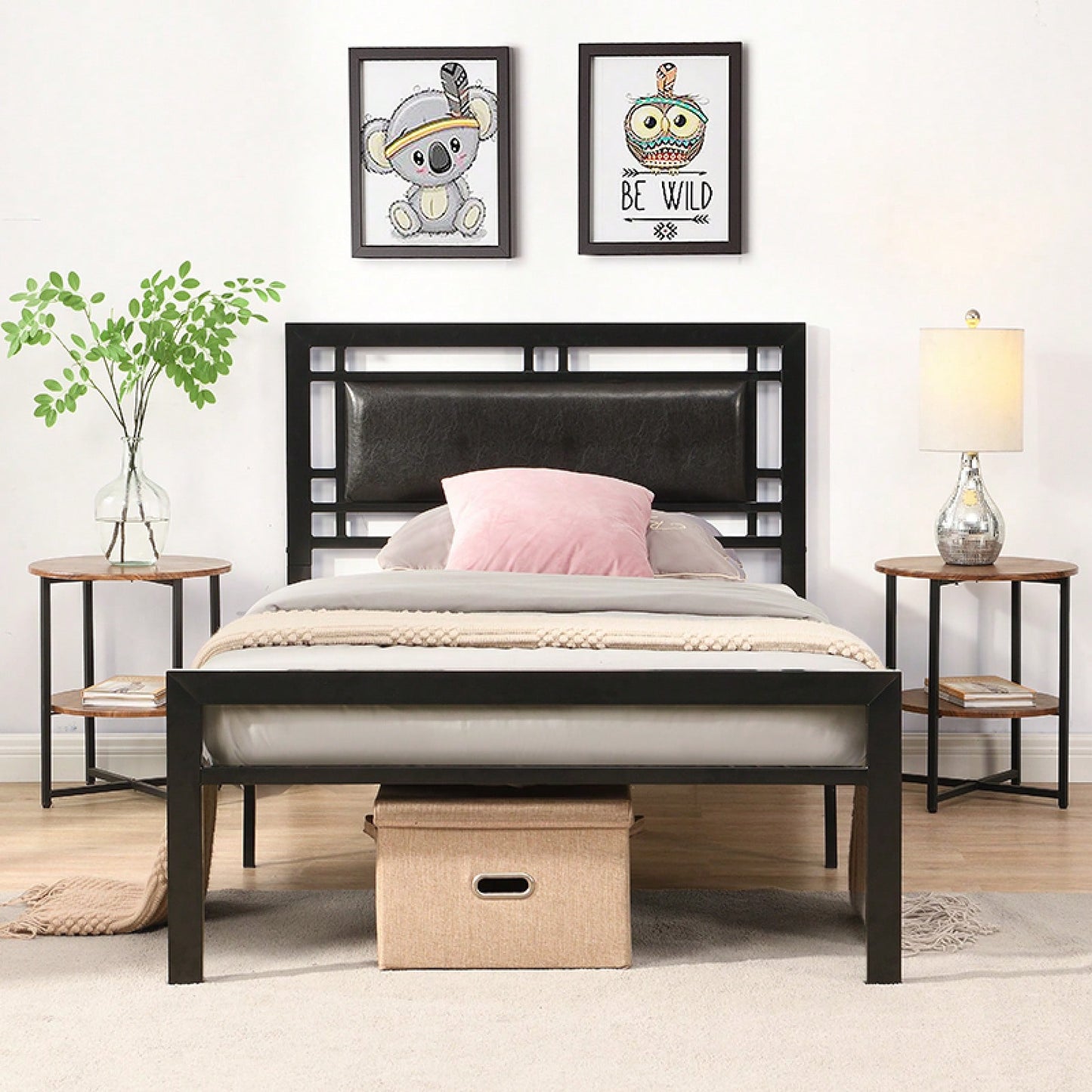 Heavy Duty Twin Size Metal Bed Frame with Headboard and Footboard, Noise-Free Support Slats, No Box Spring Required, Easy Assembly Black