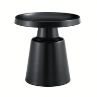 Modern Round Nesting Coffee Tables Set - Black and White Metal Frame Side Tables for Space-Saving Living Room 70cm 50cm