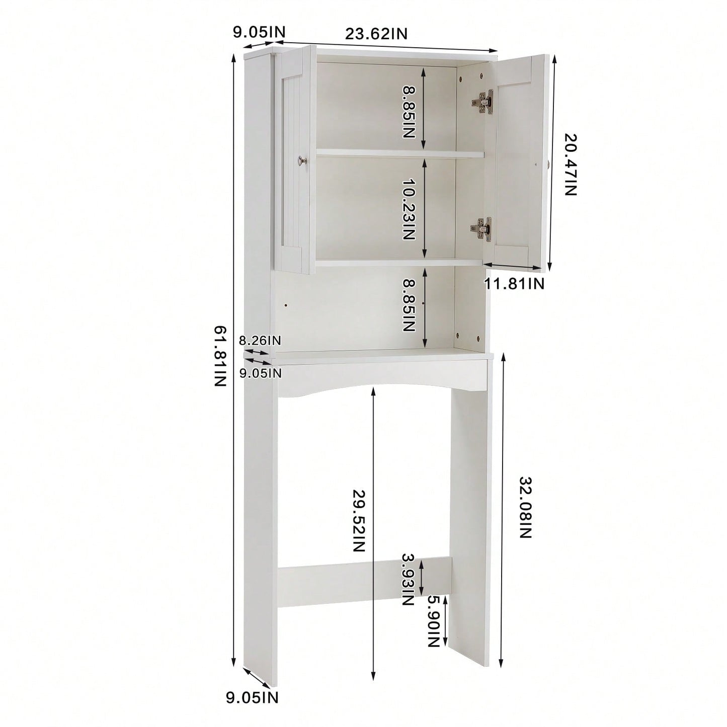 Over The Toilet Storage Cabinet with Adjustable Shelves and Open Storage Space Saver Bathroom Organizer