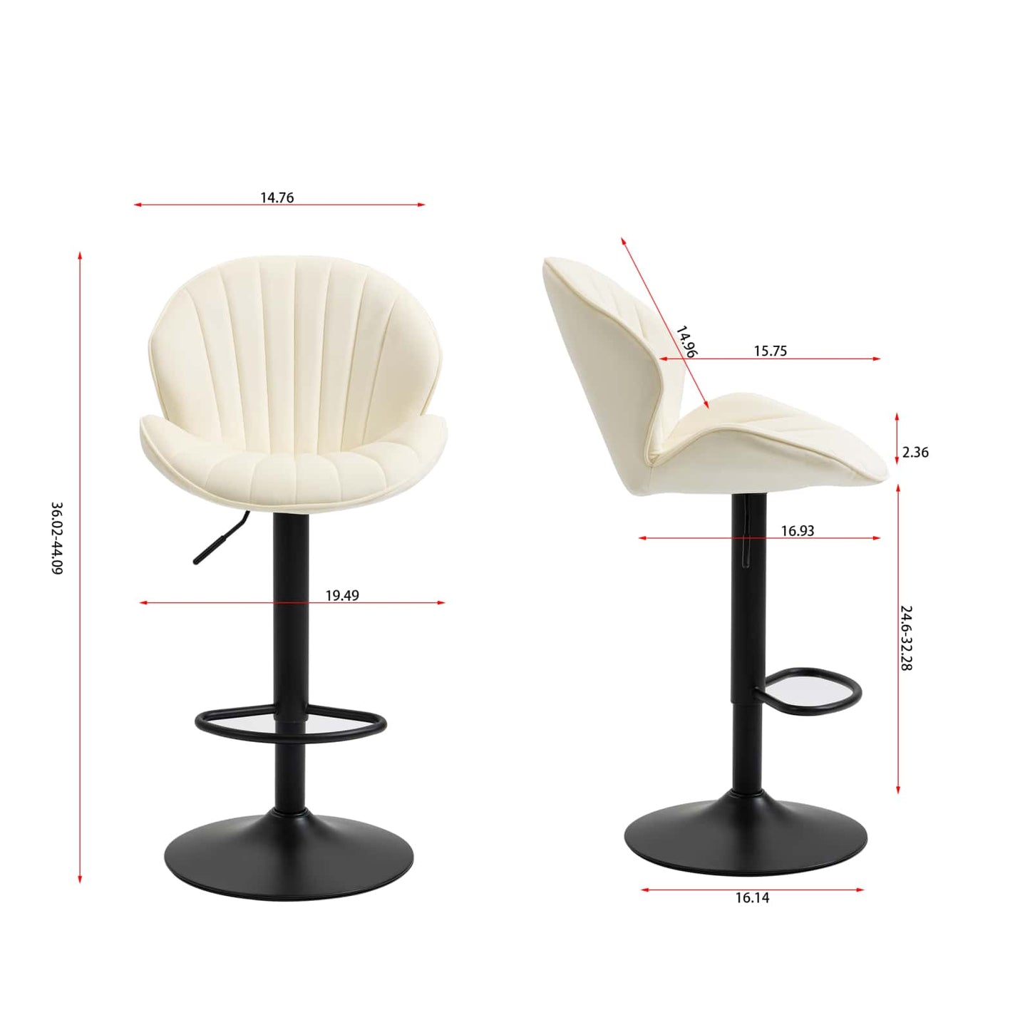 Adjustable Bar Stools Set Of 2, Counter Height Bar Chairs With Back And Footrest, Kitchen Pub Chairs