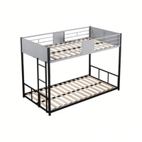 Twin Over Twin Metal Bunk Bed, Separable, With Safety Guardrail, Noise-Free Wood Slats, And Easy Conversion To Two Single Beds