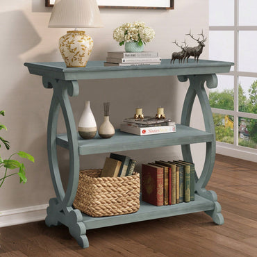 Rustic Console Table For Entryway, 3-Tier Sofa Table With Storage Shelves, Vintage Wood Look Accent Table For Living Room, Kitchen, Hallway