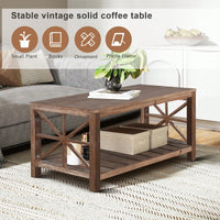 52-Inch Rustic Coffee Table For Living Room, Open Shelf Storage, Spacious Tabletop, Easy Assembly