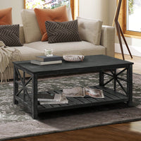 52-Inch Rustic Coffee Table For Living Room, Open Shelf Storage, Spacious Tabletop, Easy Assembly