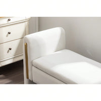 Velvet Upholstered Storage Bench with Gold Trim 53 Inch Wide Stylish Shoe Storage for Bedroom Living Room Entryway