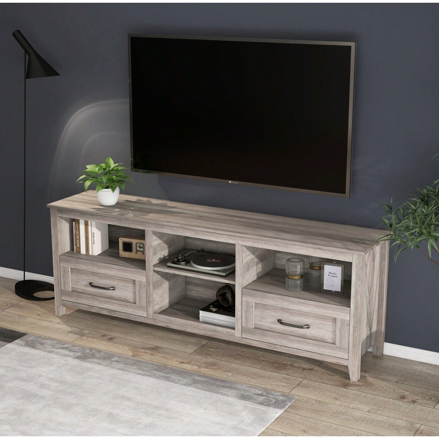 70.08 Inch Length TV Stand For Living Room And Bedroom, With 2 Drawers And 4 High-Capacity Storage Compartment