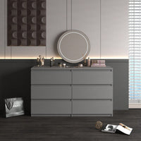 Modern Grey 6-Drawer Dresser Chest with Easy-Pull Handles for Spacious Bedroom Storage