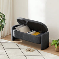 Spacious Storage Ottoman Bench with Soft Lamb Fleece Fabric and Sturdy Wooden Frame for Living Room Bedroom Entryway