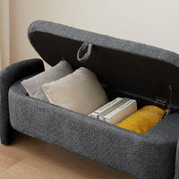 Spacious Storage Ottoman Bench with Soft Lamb Fleece Fabric and Sturdy Wooden Frame for Living Room Bedroom Entryway