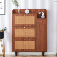 Japanese Rattan Minimalist Storage Cabinet for Shoes and Small Items Ideal for Corridors and Living Rooms