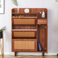 Japanese Rattan Minimalist Storage Cabinet for Shoes and Small Items Ideal for Corridors and Living Rooms