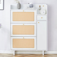 Japanese Rattan Minimalist Storage Cabinet for Shoes and Small Items Ideal for Corridors and Living Rooms