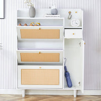 Japanese Rattan Minimalist Storage Cabinet for Shoes and Small Items Ideal for Corridors and Living Rooms