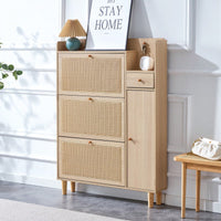 Japanese Rattan Minimalist Storage Cabinet for Shoes and Small Items Ideal for Corridors and Living Rooms