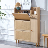 Japanese Rattan Minimalist Storage Cabinet for Shoes and Small Items Ideal for Corridors and Living Rooms