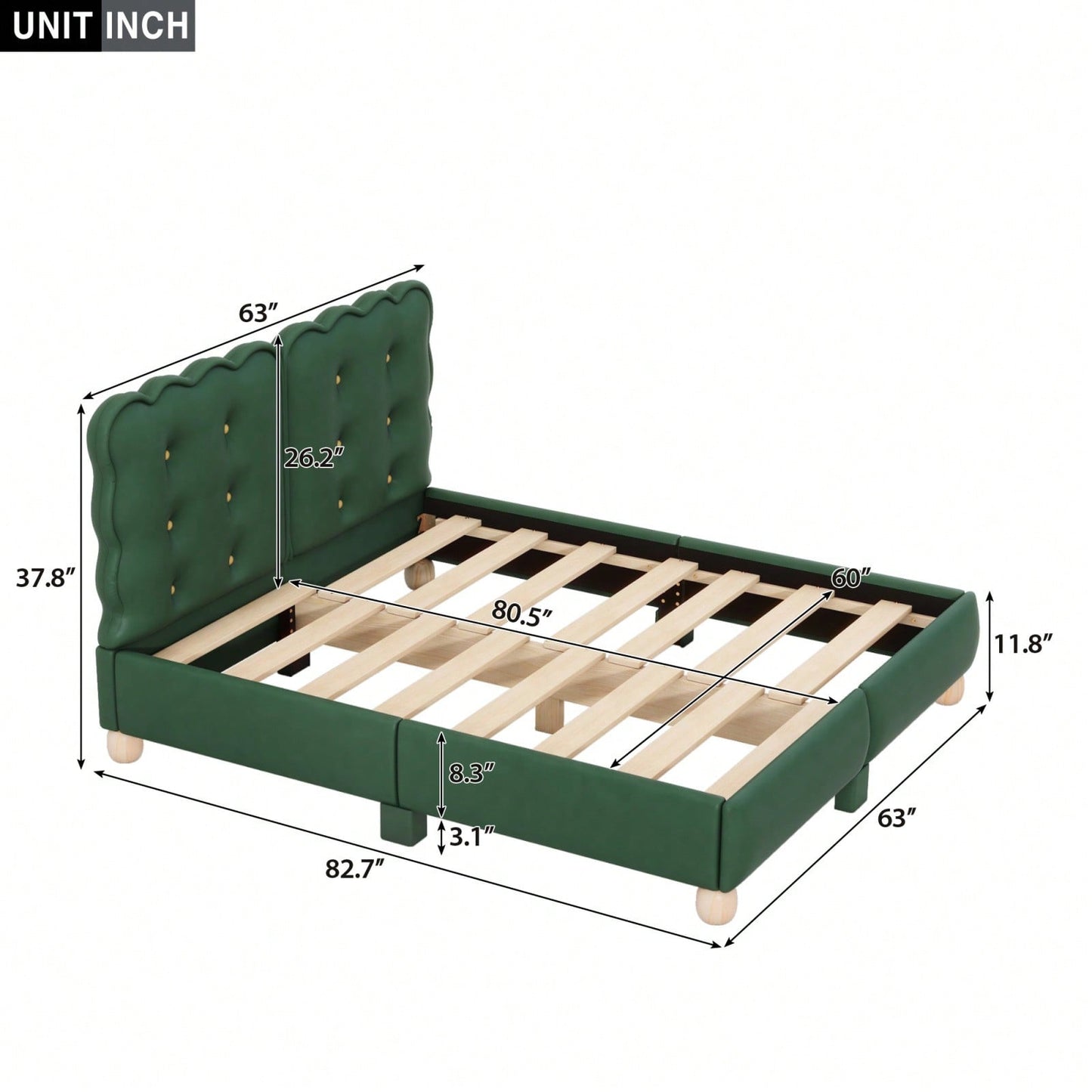 Modern Queen Upholstered Platform Bed Frame With Wood Slat Support, Button Tufted Headboard And No Box Spring Needed, Easy Assembly