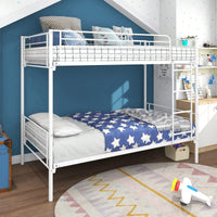 Twin Over Twin Bunk Bed With Metal Frame, Space-Saving Design For Kids Teens Adults, Heavy Duty Metal Slats Support 250/350lbs