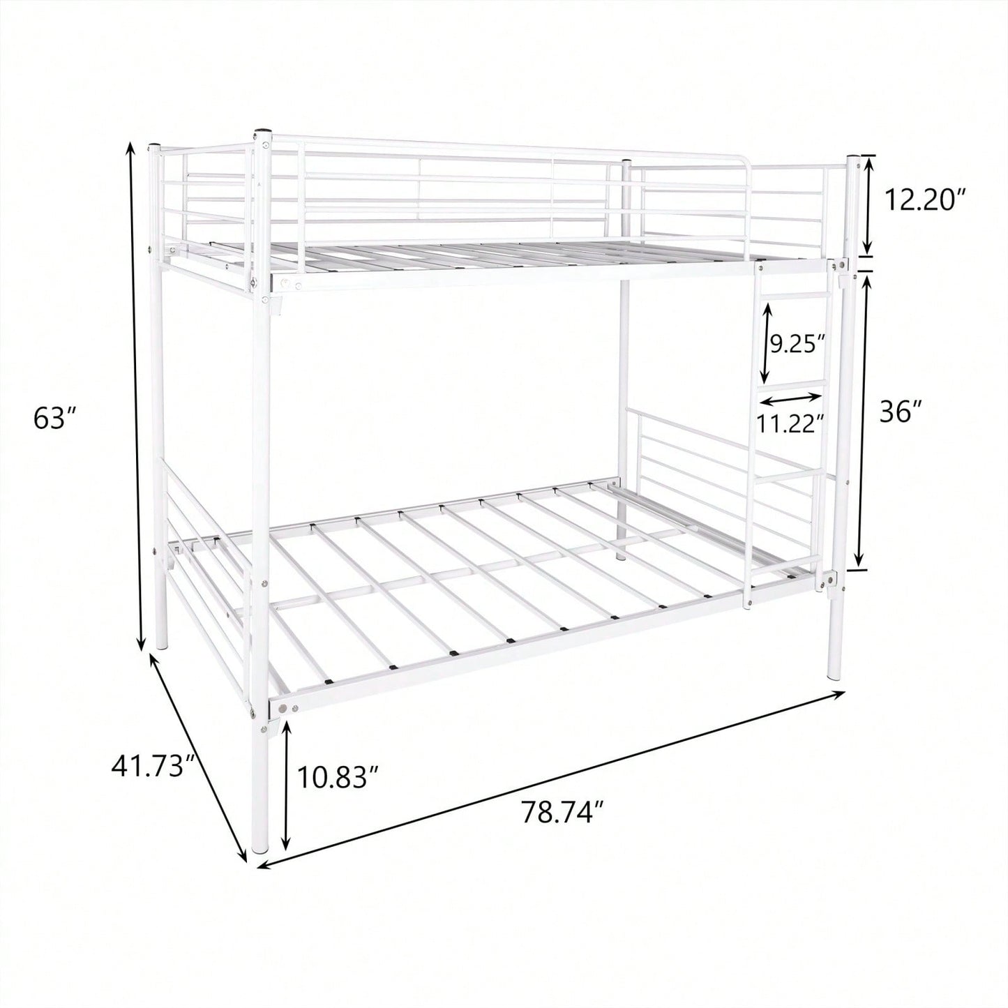 Twin Over Twin Bunk Bed With Metal Frame, Space-Saving Design For Kids Teens Adults, Heavy Duty Metal Slats Support 250/350lbs