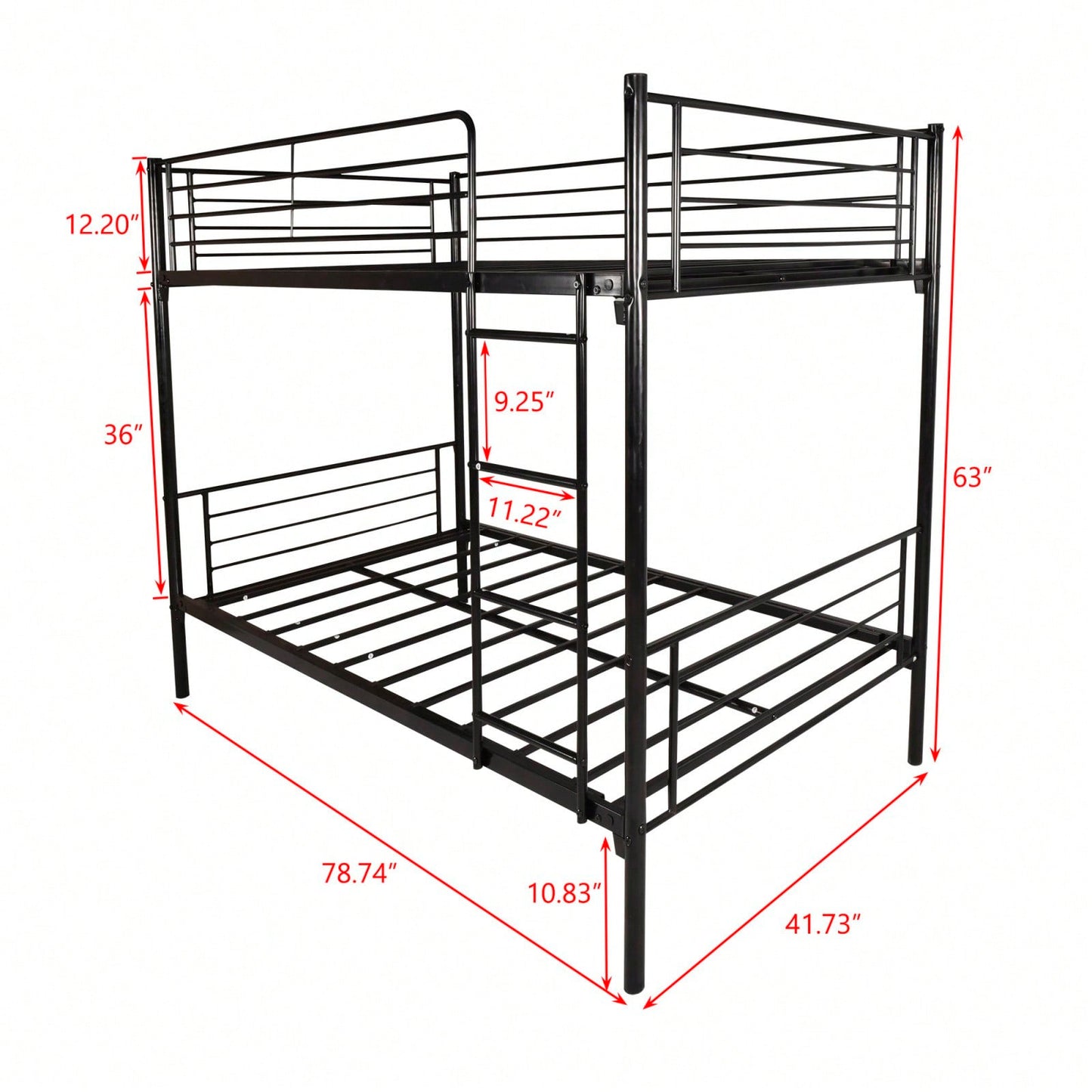 Twin Over Twin Bunk Bed With Metal Frame, Space-Saving Design For Kids Teens Adults, Heavy Duty Metal Slats Support 250/350lbs