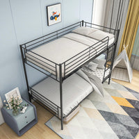 Twin Over Twin Bunk Bed With Metal Frame, Space-Saving Design For Kids Teens Adults, Heavy Duty Metal Slats Support 250/350lbs