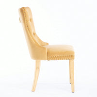 Luxury Velvet Dining Chairs Set of 2 Tufted Back Solid Wood Frame Gold Legs Nailhead Trim High Density Foam