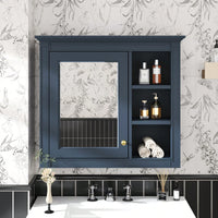 30x28 Wall Mounted Bathroom Mirror Cabinet with Soft-Close Hinges and 3 Open Shelves for Modern Storage Solutions