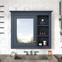 30x28 Wall Mounted Bathroom Mirror Cabinet with Soft-Close Hinges and 3 Open Shelves for Modern Storage Solutions