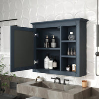 30x28 Wall Mounted Bathroom Mirror Cabinet with Soft-Close Hinges and 3 Open Shelves for Modern Storage Solutions