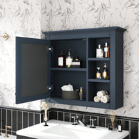 30x28 Wall Mounted Bathroom Mirror Cabinet with Soft-Close Hinges and 3 Open Shelves for Modern Storage Solutions