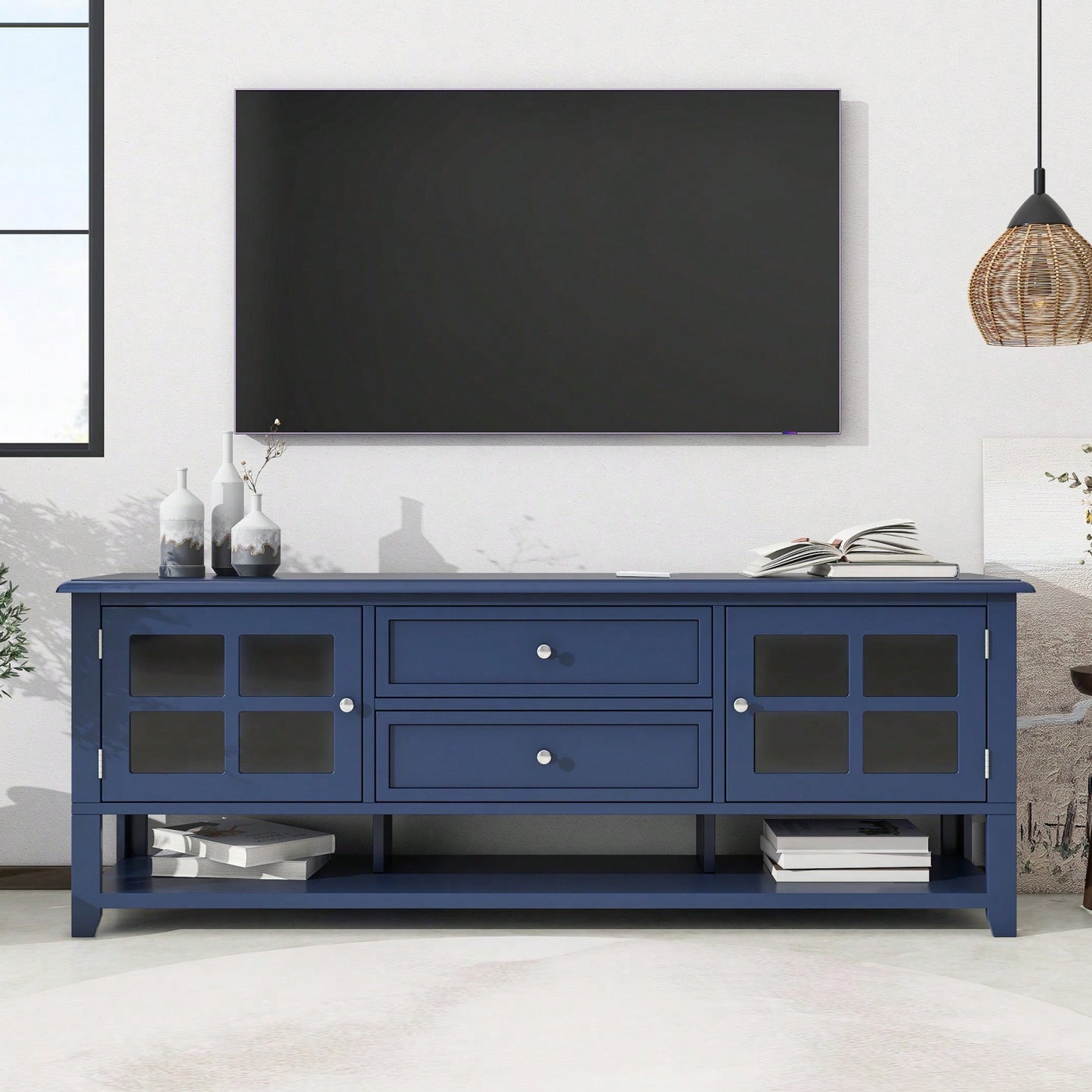 Sleek Modern TV Stand for 60 Inch TVs with Multifunctional Storage and Soft-Close Doors Ideal for Living Room and Bedroom