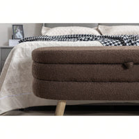 Velvet Fabric Storage Bench Bedroom Bench With Wood Legs For Living Room Bedroom Indoor