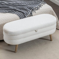 Velvet Fabric Storage Bench Bedroom Bench With Wood Legs For Living Room Bedroom Indoor