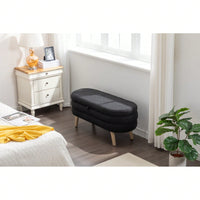 Velvet Fabric Storage Bench Bedroom Bench With Wood Legs For Living Room Bedroom Indoor