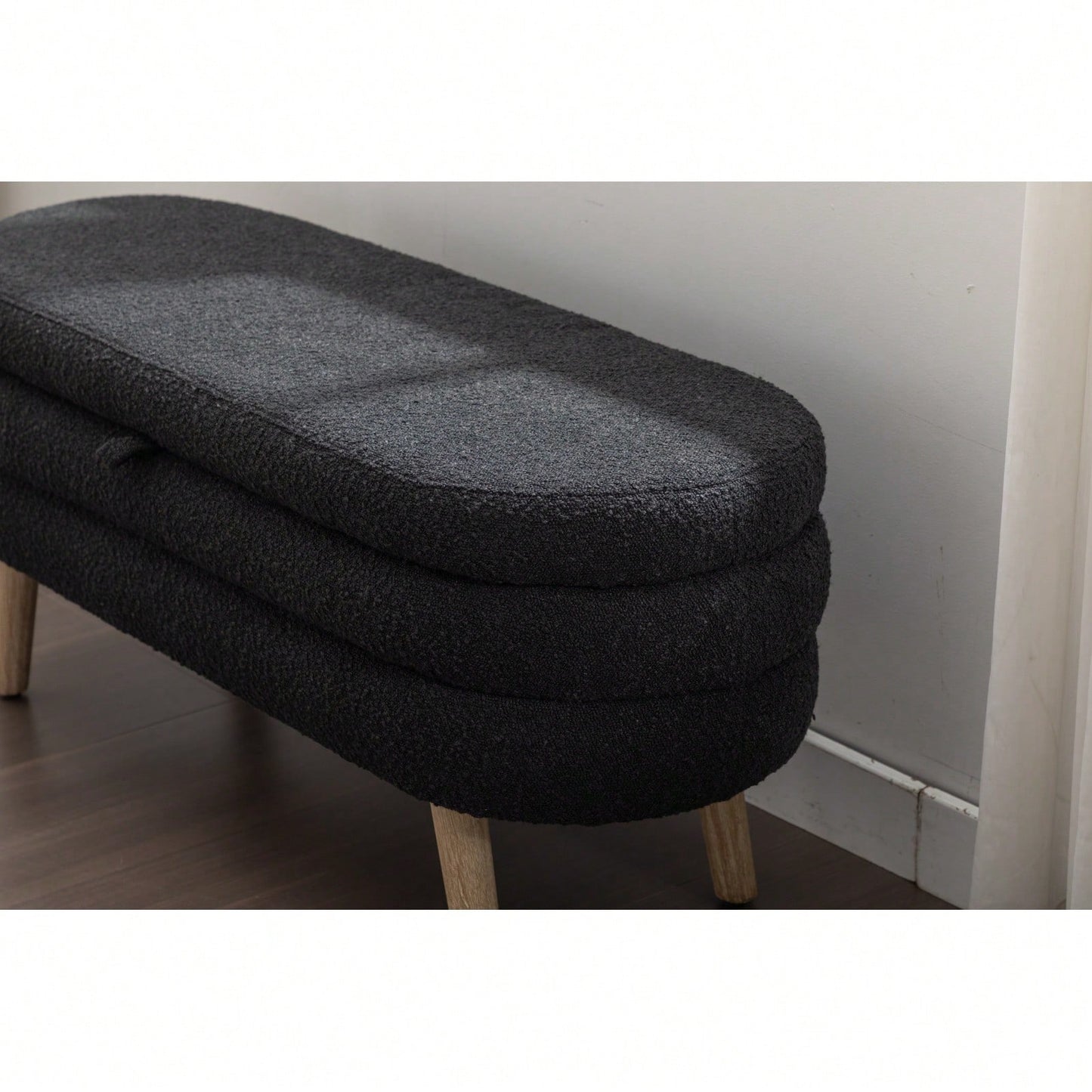 Velvet Fabric Storage Bench Bedroom Bench With Wood Legs For Living Room Bedroom Indoor